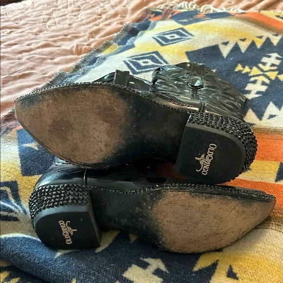 Old Gringo Black Patent Leather Studded Crystal Boots - Picture 7 of 9